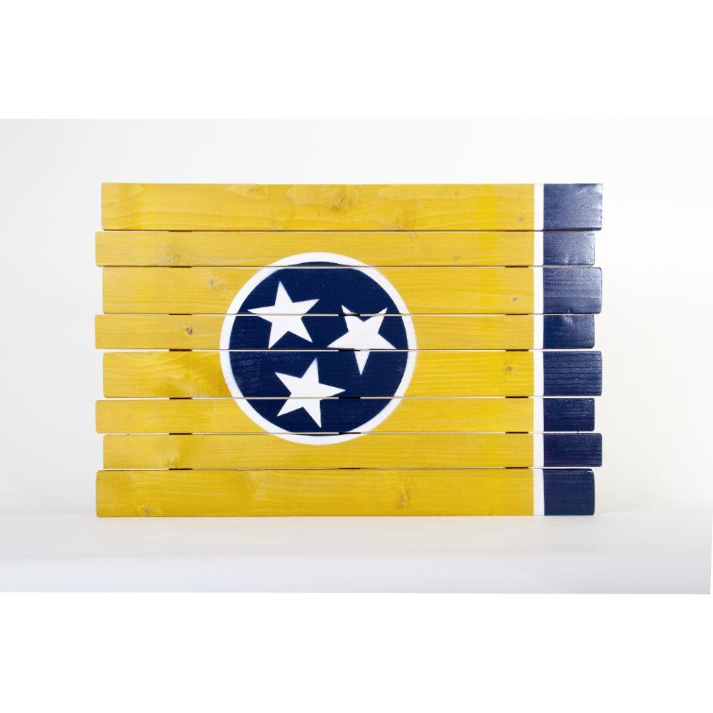  Gold And Navy Tristar Tennessee Flag Wooden Sign (35 