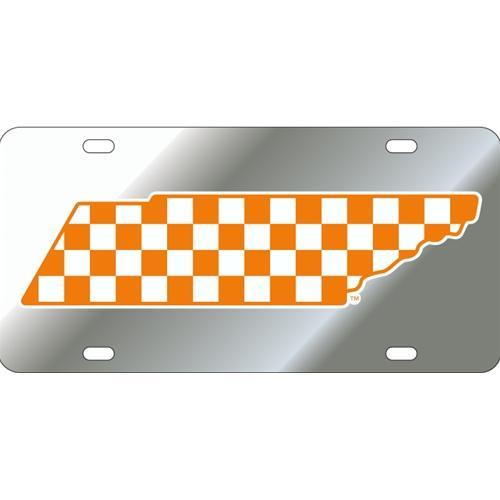  Tennessee License Plate Silver Checkerboard State Outline