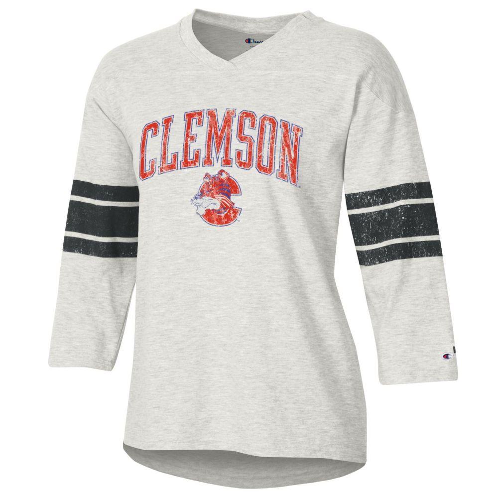 Clemson Women's Rochester Slub Football Tee Shirt