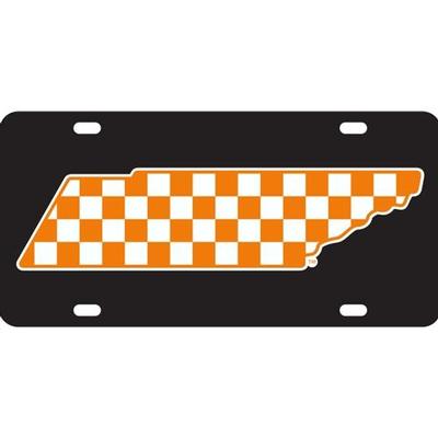 Tennessee License Plate Black Checkerboard State Outline