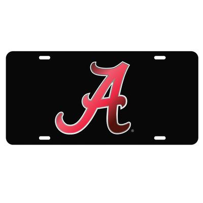 Alabama License Plate Black/Crimson Script A Logo