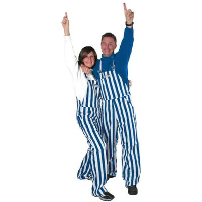 Royal and White Adult Game Bibs Striped Overalls