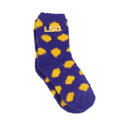 LSU ZooZatz Fuzzy Dot Socks