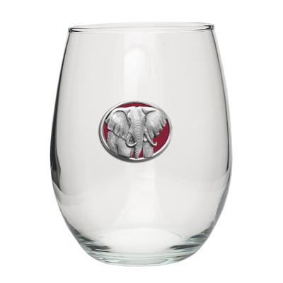 Heritage Pewter Red Elephant Stemless Wine Glass