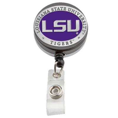LSU Heritage Pewter Purple Badge Reel