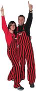  Red And Black Adult Game Bibs Striped Overalls