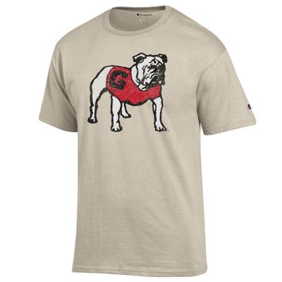 Georgia Champion Giant Standing Bulldog Tee Shirt OATMEAL