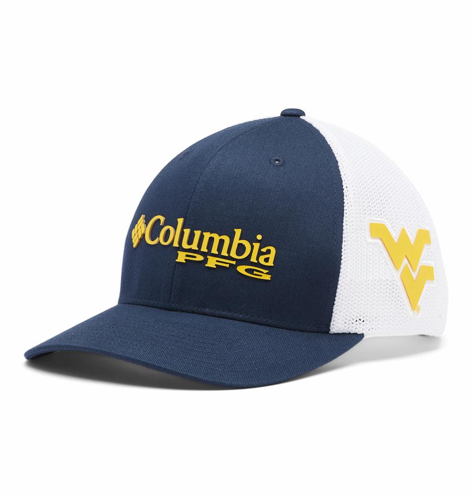 WVU, West Virginia Columbia PFG Mesh Snap Back Hat