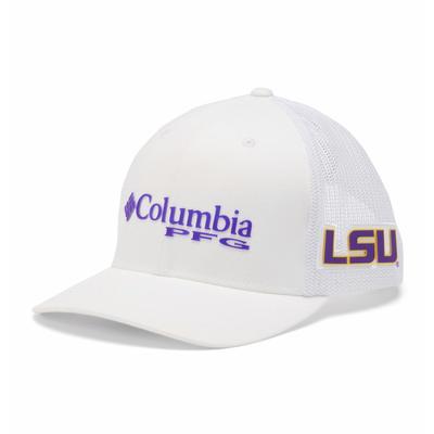 LSU Columbia PFG Mesh Snap Back Hat WHITE