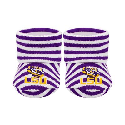 LSU Infant Striped Booties