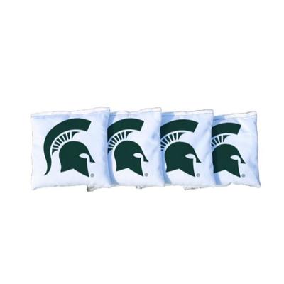 Michigan State Spartan White Cornhole Bag Set