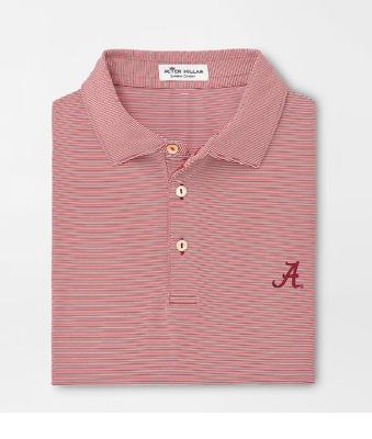 Alabama Men's Peter Millar Crimson Jubilee Stripe Jersey Polo