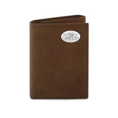 LSU Leather Tri-fold Wallet with Metal Concho