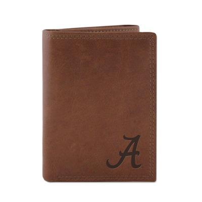 Alabama Leather Embossed Tri-fold Wallet