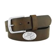  Clemson Zep- Pro Brown Leather Concho Belt