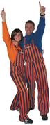  Orange And Navy Adult Game Bibs Striped Overalls