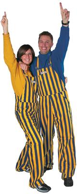Navy and Gold Adult Game Bibs Striped Overalls