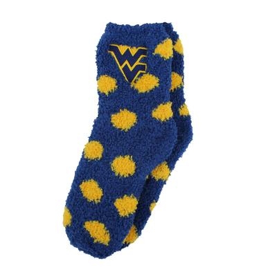 West Virginia Zoozatz Fuzzy Dot Socks