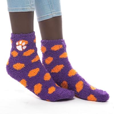 Clemson Zoozatz Fuzzy Dot Socks