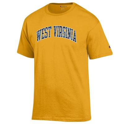 West Virginia Champion Men's Camo Arch Tee Shirt GOLD
