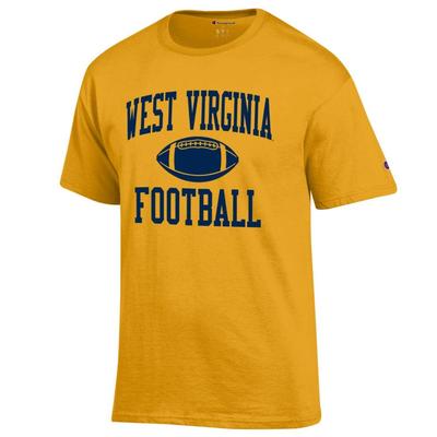 West Virginia Champion Men's Basic Football Tee Shirt GOLD