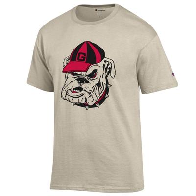 Georgia Champion Men's Giant Bulldog Head Tee Shirt OATMEAL