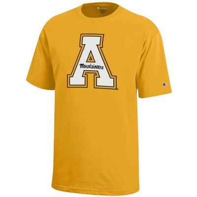 Appalachian State Champion Youth Giant Block A Tee GOLD