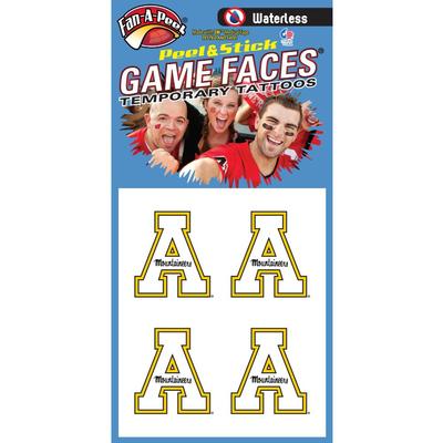 Appalachian State 4pk Waterless White Block A Game Face Decals