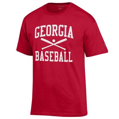 Georgia Champion Men's Basic Baseball Tee Shirt RED