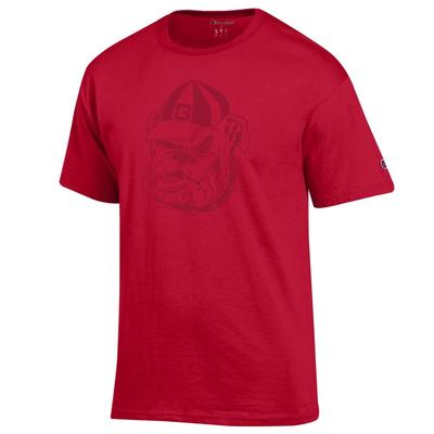 Georgia Tonal Bulldog Face Tee Shirt - Red