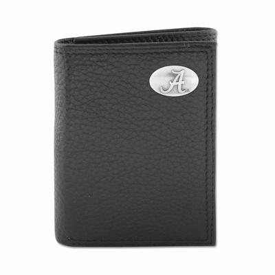 Alabama Zep-Pro Black Leather Concho Trifold Wallet