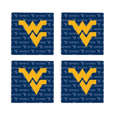 West Virginia 4-Pack Primary Repeat Logo Coaster