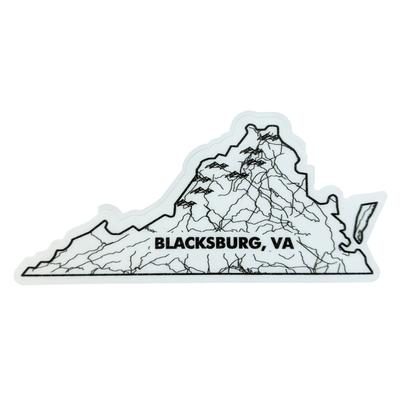 Blacksburg Seasons Designs State Map Rugged Sticker