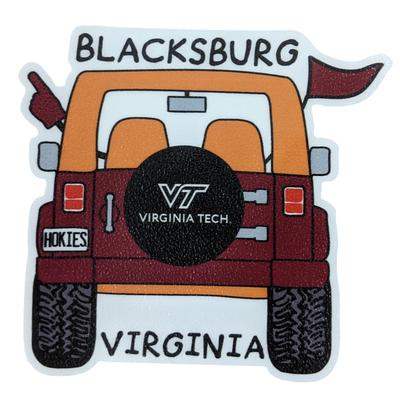Virginia Tech Seasons Designs Cartoon Jeep Rugged Sticker