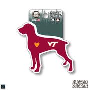  Virginia Tech Seasons Designs Dog With Heart Rugged Sticker