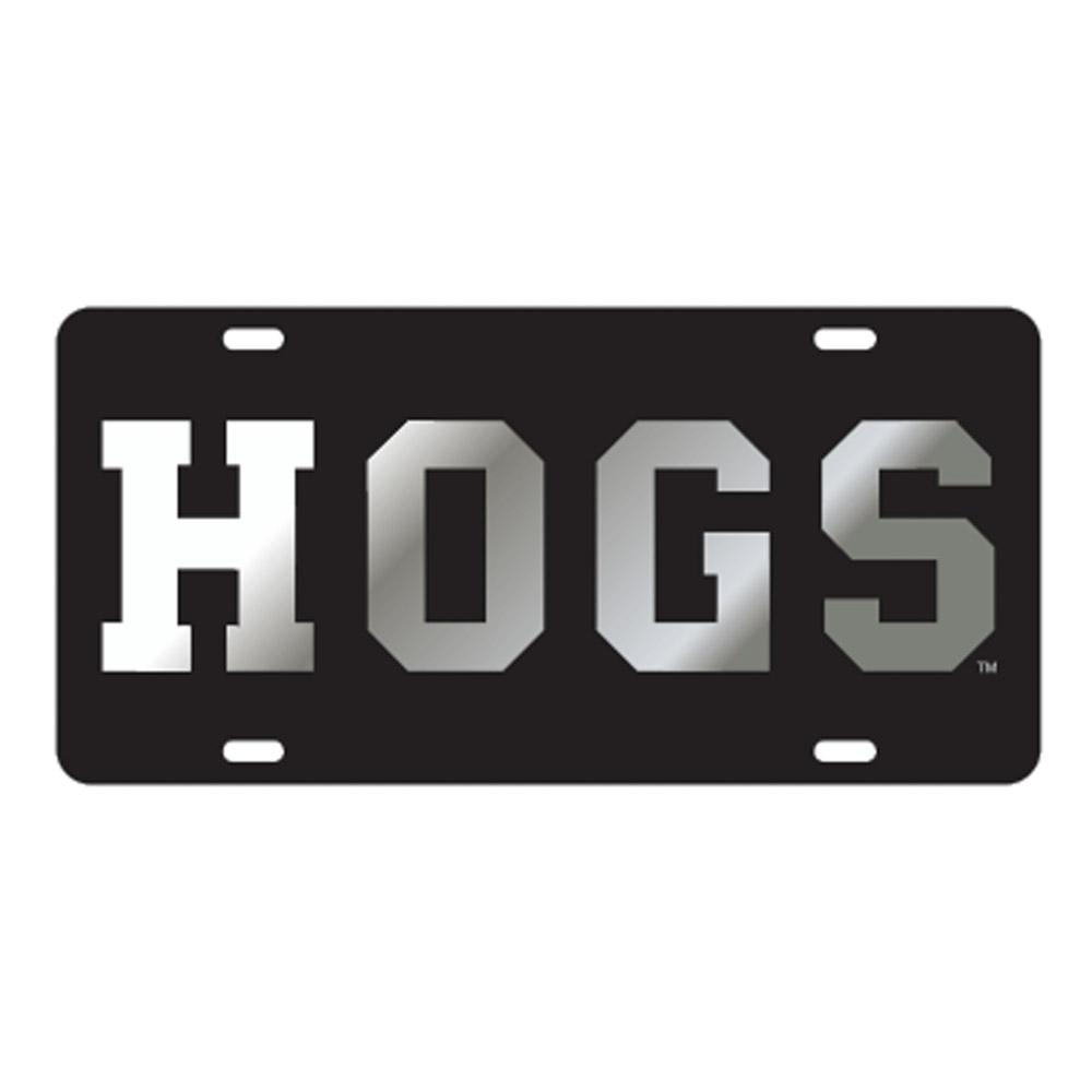 Arkansas Razorbacks Black Laser Cut License Plate HOGS