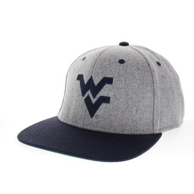 West Virginia Legacy Flat Brim WV Logo Hat GREY/NAVY