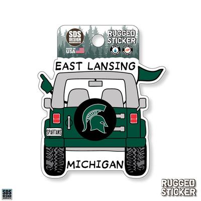 Michigan State Seasons Design Cartoon Jeep 3.25