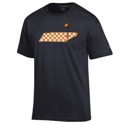 Tennessee Champion Checkered State Golf Flag Tee BLACK