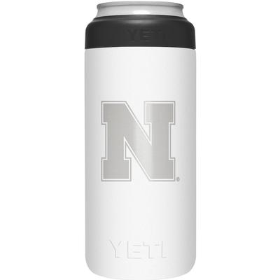 Nebraska Yeti White N Logo Slim Colster
