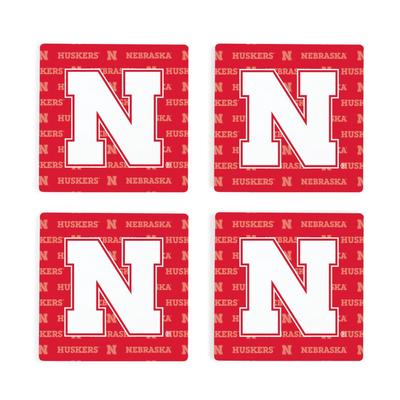 Nebraska 4pk Primary Repeat Logo Coasters