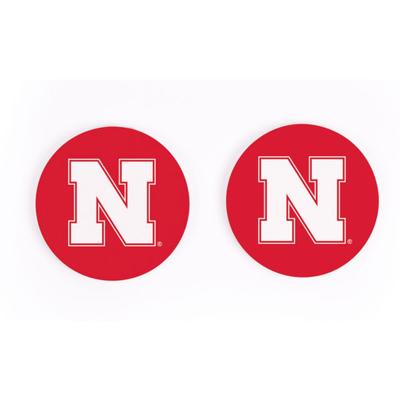 Nebraska 2pk Primary Logo Car Coasters