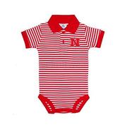  Nebraska Infant Striped Polo Bodysuit