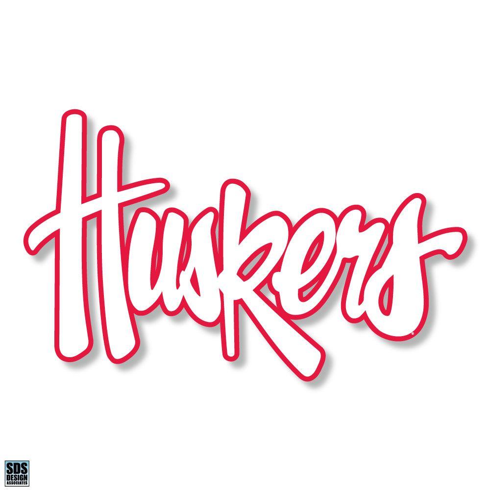 Huskers | Nebraska 6 White Huskers Script Decal | Alumni Hall