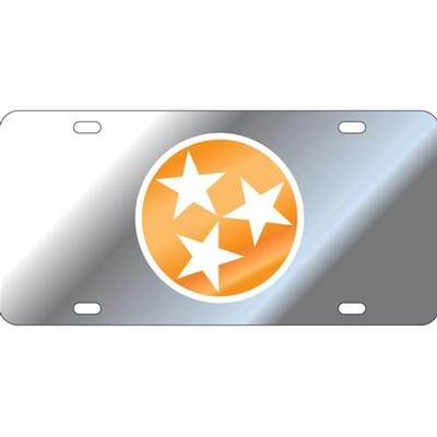 Tennessee License Plate Silver With Orange Tristar