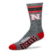  Nebraska 4- Stripe Marbled Deuce Sock