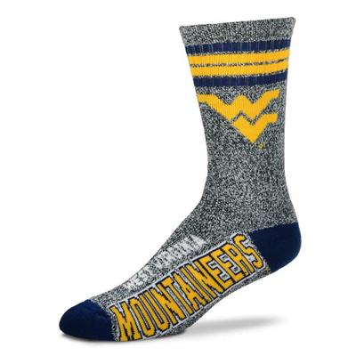 West Virginia 4-Stripe Marbled Deuce Sock