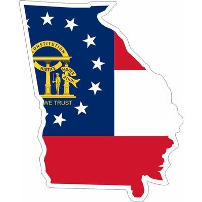 Georgia Decal State Outline With State Flag Fill 3