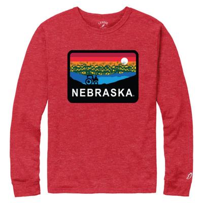 Nebraska League Horizon Long Sleeve Tee HTHR_TRUE_RED