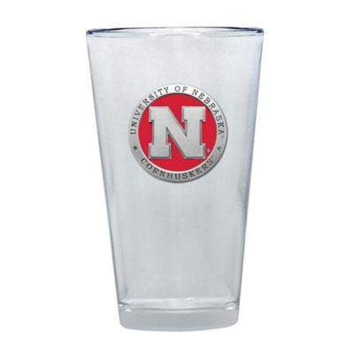 Nebraska Heritage Pewter Red Emblem Pint Glass